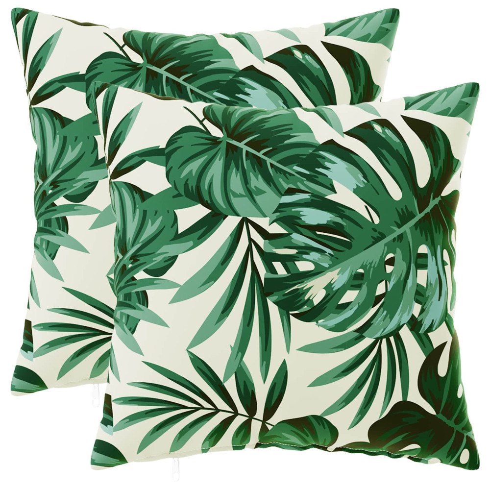 vidaXL Kuddöverdrag 2 st HEERLEN Bladmönster 35 x 35 cm Polyester