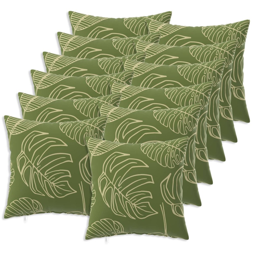 vidaXL Kuddöverdrag 12 st HEERLEN Bladdesign 40 x 40 cm Polyester
