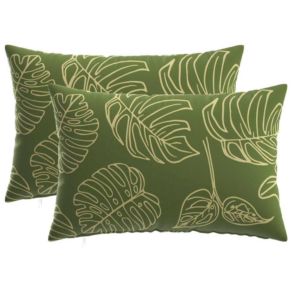 vidaXL Kuddöverdrag 2 st HEERLEN Bladdesign 40 x 60 cm Polyester