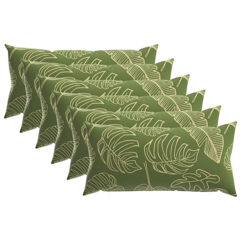 vidaXL Kuddöverdrag 6 st HEERLEN Bladdesign 40 x 70 cm Polyester
