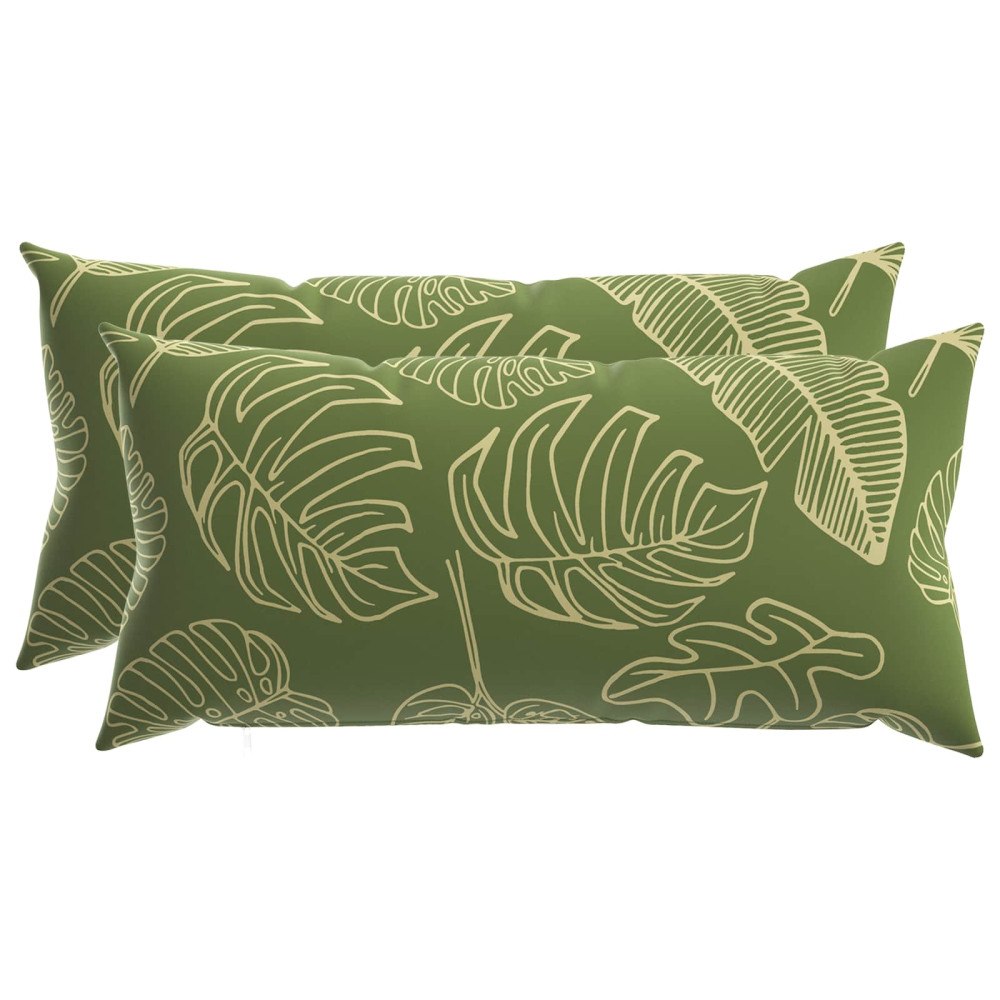vidaXL Kuddöverdrag 2 st HEERLEN Bladdesign 40 x 80 cm Polyester