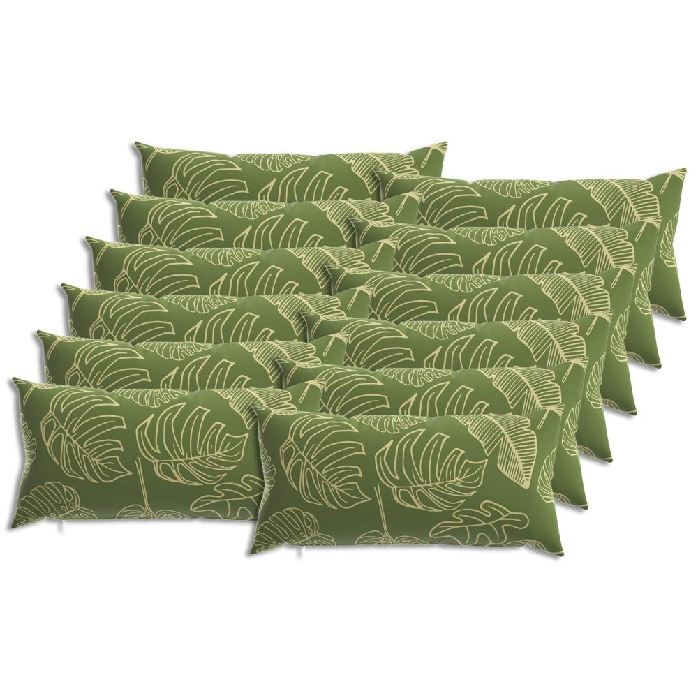 vidaXL Kuddöverdrag 12 st HEERLEN Bladdesign 40 x 80 cm Polyester