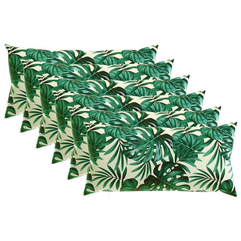 vidaXL Kuddöverdrag 6 st HEERLEN Bladmönster 40 x 80 cm Polyester