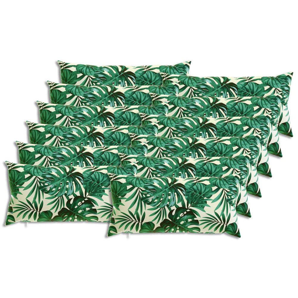 vidaXL Kuddöverdrag 12 st HEERLEN Bladmönster 40 x 80 cm Polyester