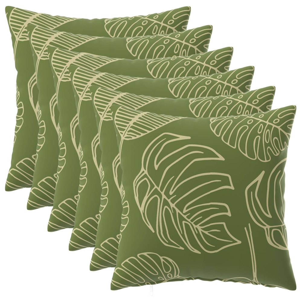 vidaXL Kuddöverdrag 6 st HEERLEN Bladdesign 45 x 45 cm Polyester
