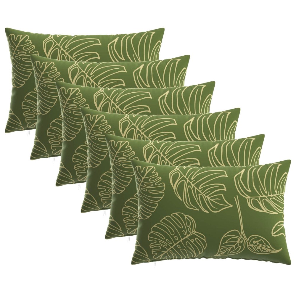 vidaXL Kuddöverdrag 6 st HEERLEN Bladdesign 50 x 70 cm Polyester