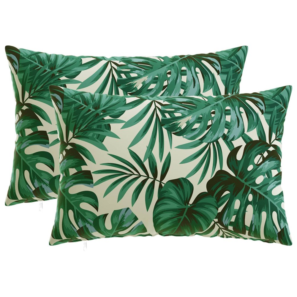 vidaXL Kuddöverdrag 2 st HEERLEN Bladmönster 50 x 80 cm Polyester