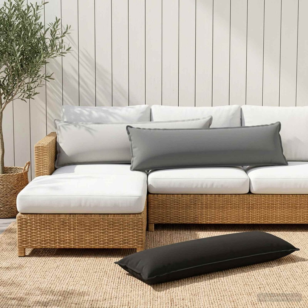 vidaXL Kuddöverdrag 2 st HOUTEN Grå 40 x 145 cm Polyester