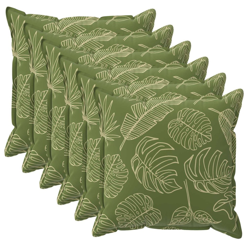 vidaXL Kuddöverdrag 6 st HOUTEN Bladdesign 45 x 45 cm Polyester