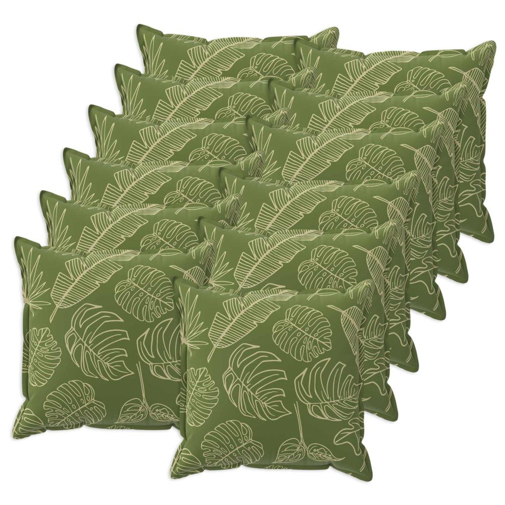 vidaXL Kuddöverdrag 12 st HOUTEN Bladdesign 50 x 50 cm Polyester