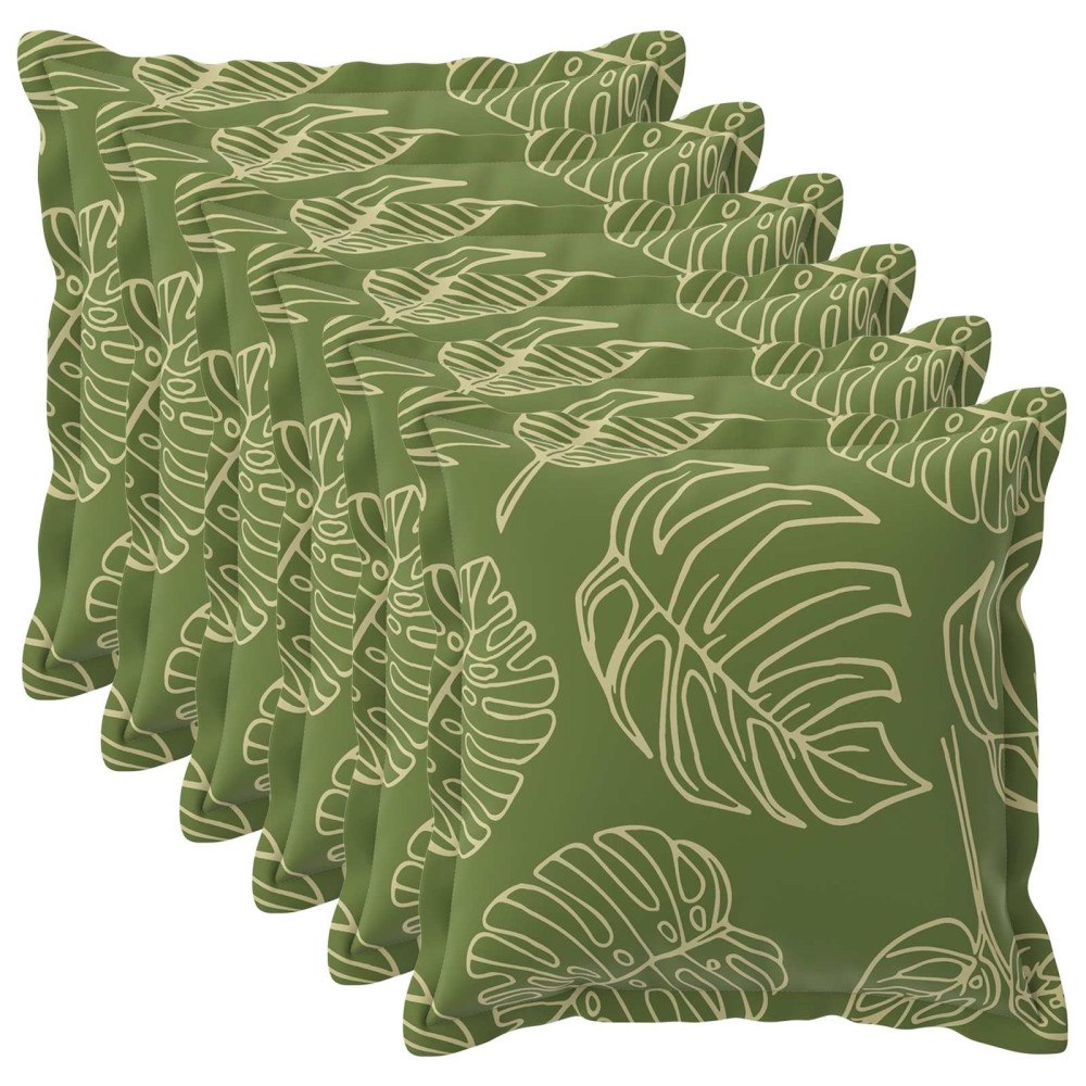 vidaXL Kuddöverdrag 6 st HOUTEN Bladdesign 55 x 55 cm Polyester