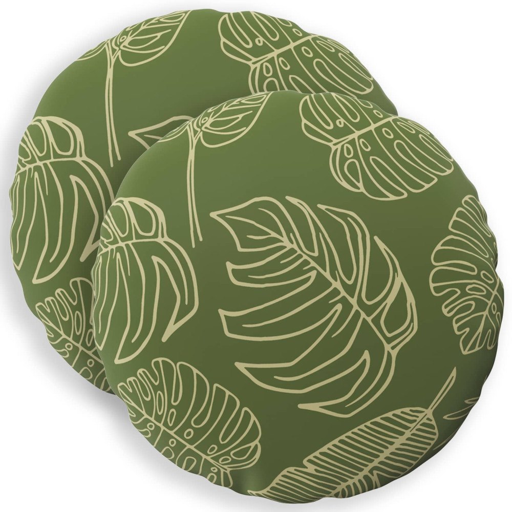 vidaXL Kuddöverdrag 2 st HEERLEN Bladdesign Ø 30 cm Polyester