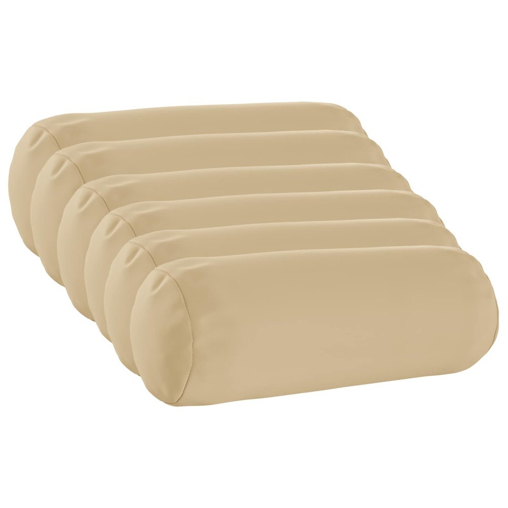 vidaXL Kuddöverdrag 6 st HEERLEN Beige Ø 15 x 40 cm Polyester