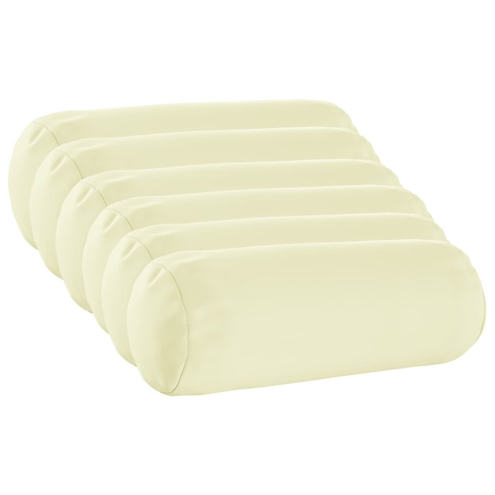 vidaXL Kuddöverdrag 6 st HEERLEN Gräddvit Ø 15 x 40 cm Polyester