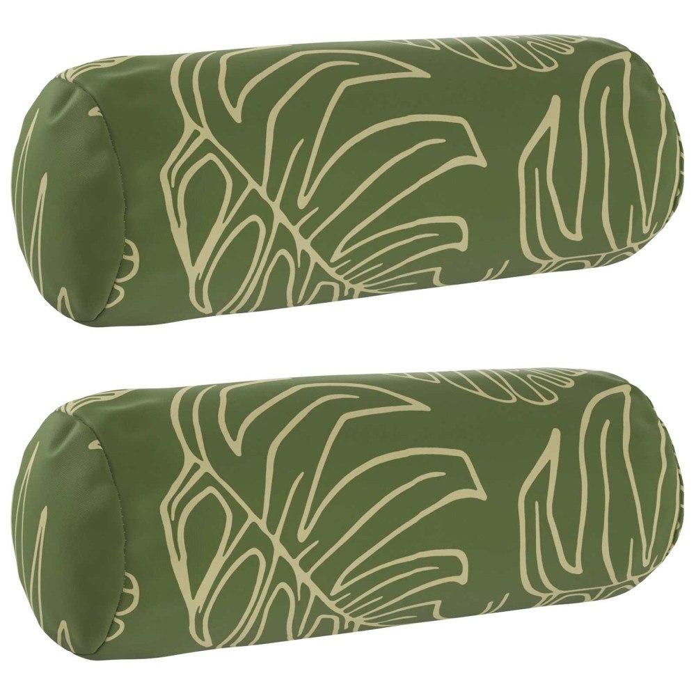vidaXL Kuddöverdrag 2 st HEERLEN Bladdesign Ø 15 x 40 cm Polyester