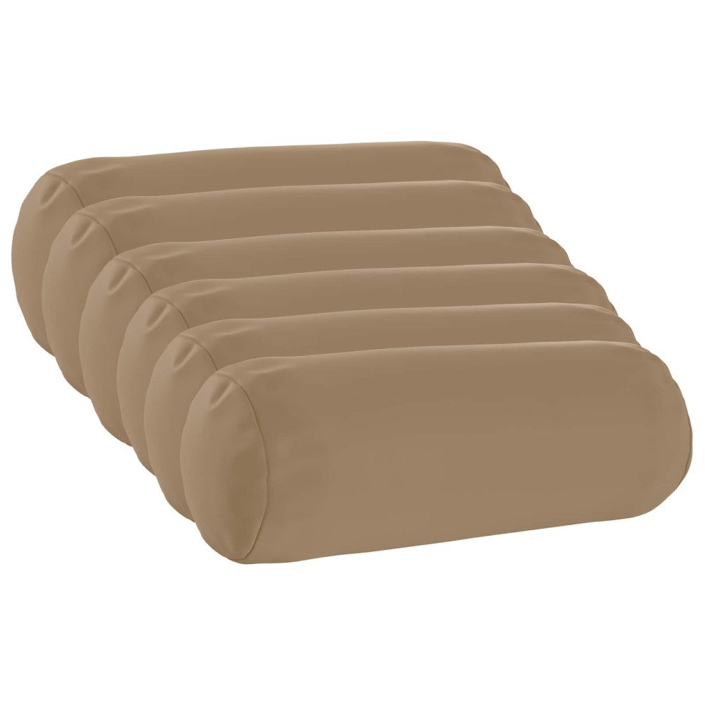 vidaXL Kuddöverdrag 6 st HEERLEN Taupe Ø 15 x 40 cm Polyester