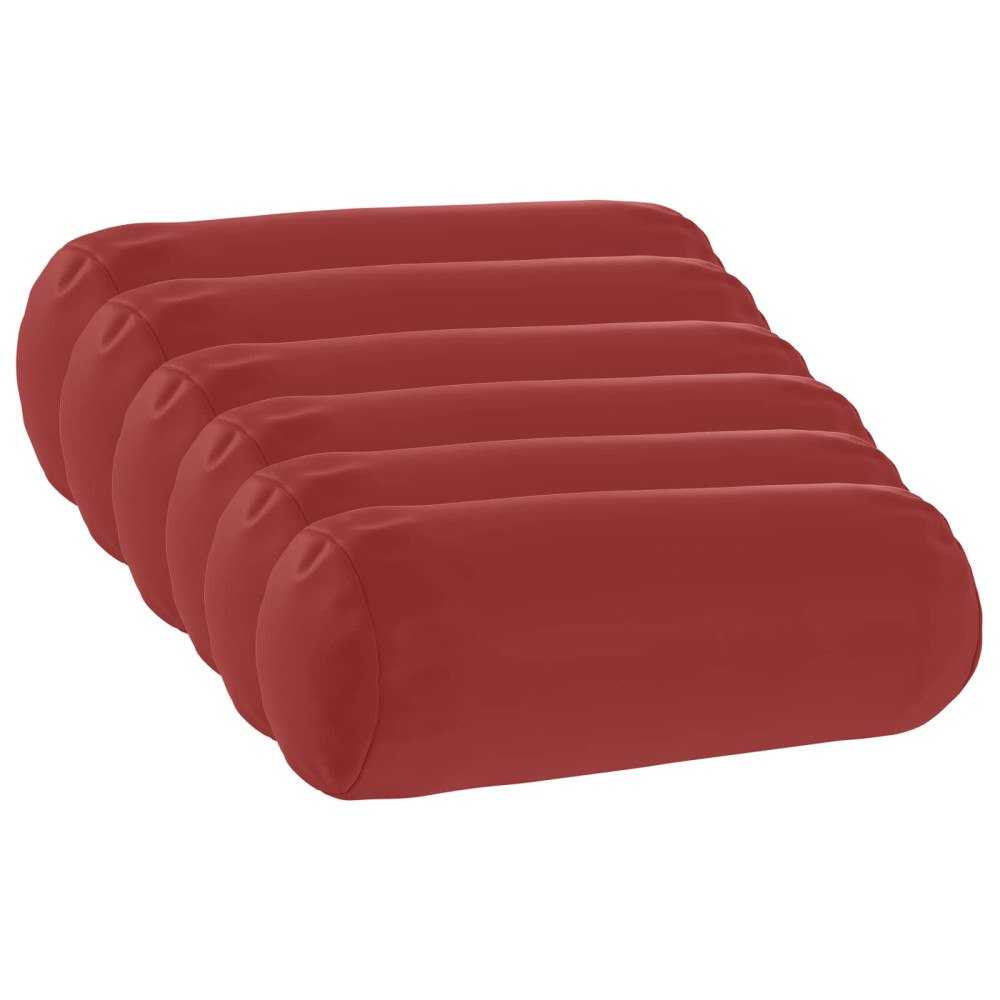 vidaXL Kuddöverdrag 6 st HEERLEN Vinröd Ø 15 x 40 cm Polyester