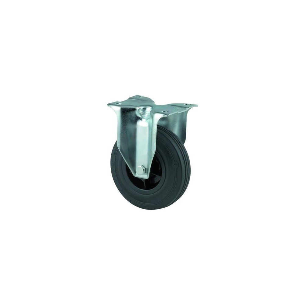 Tente Fast hjul svart massiv gummi Ø80 mm 70 kg kullager med platt...