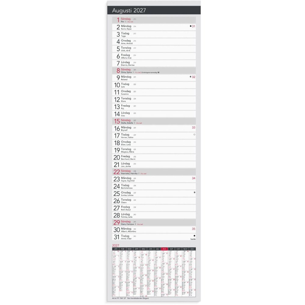 Burde Stor Bordskalender Elegant 2027