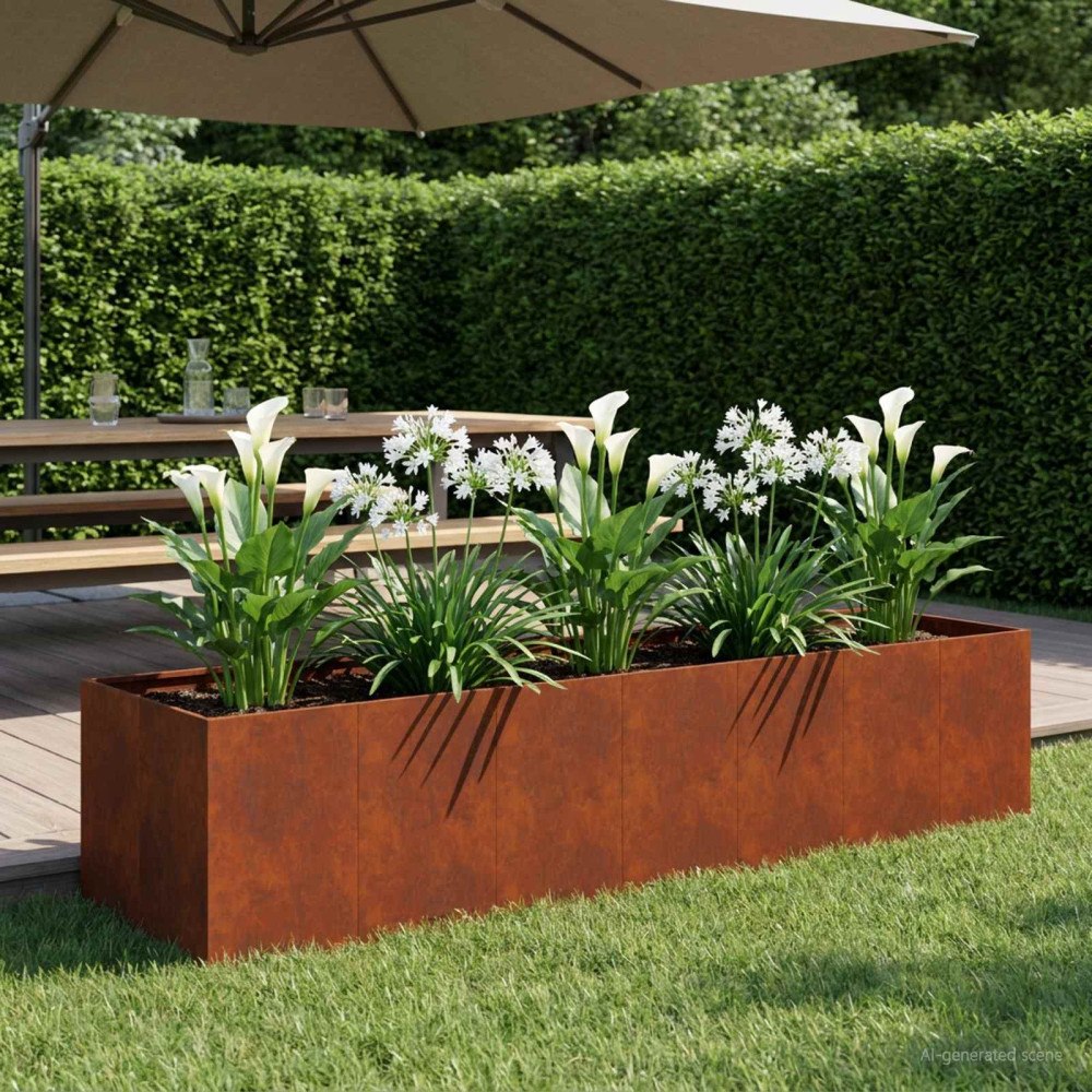 vidaXL Trädgårdsplanterare Rostig 280 x 80 x 60 cm Väderbeständig stål
