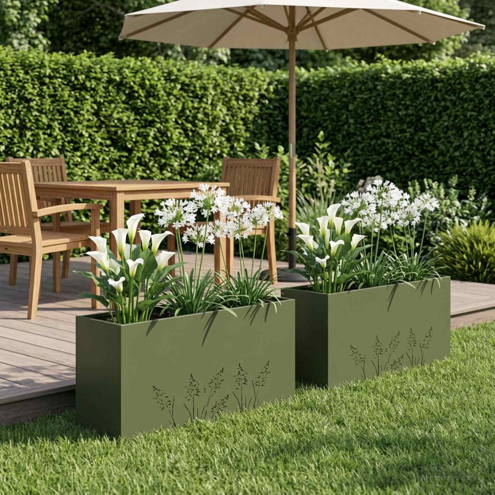 vidaXL Trädgårdsplanterare 2 st Olivgrön 100 x 30 x 49 cm