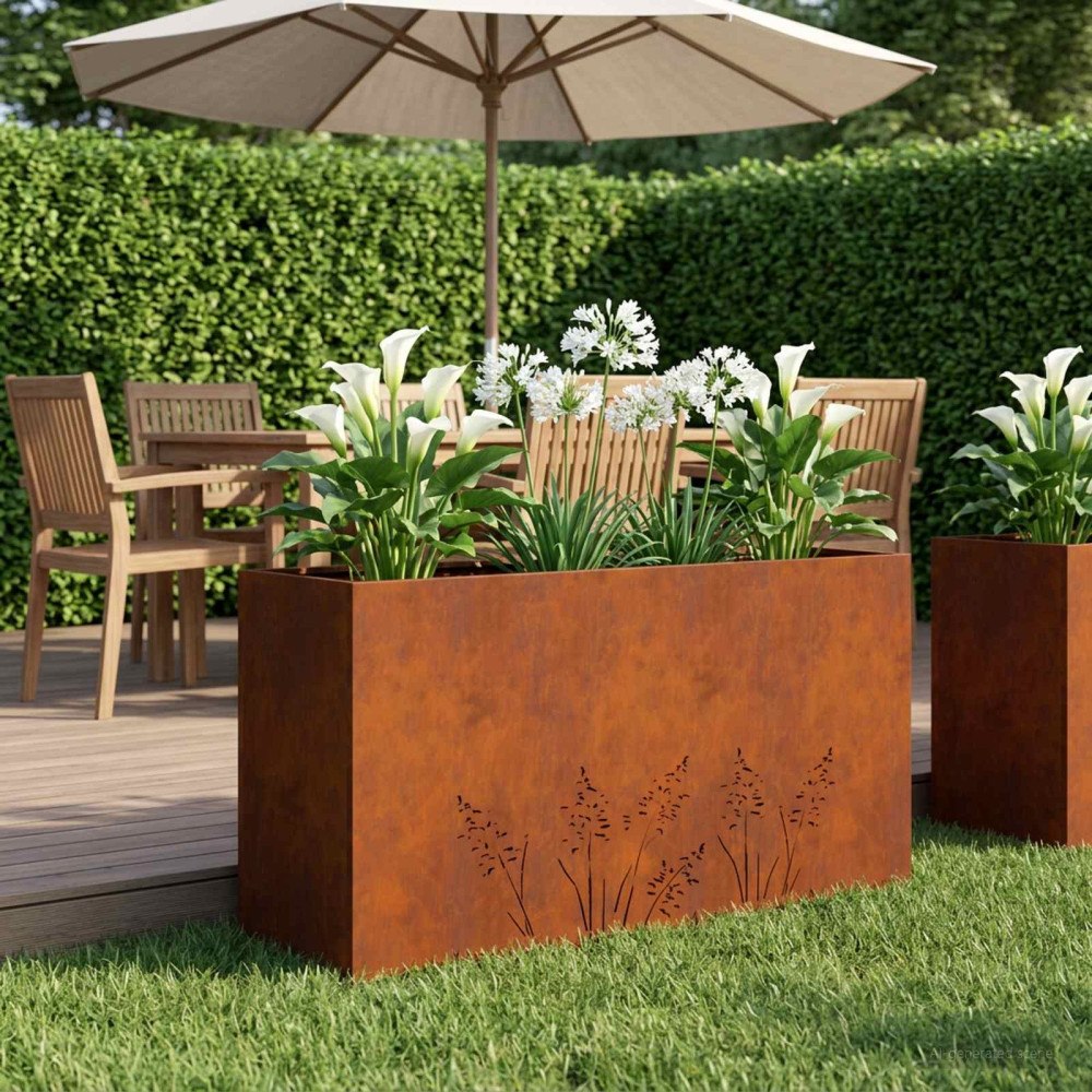 vidaXL Trädgårdsplanterare Rostig 100 x 30 x 49 cm Väderbeständig stål