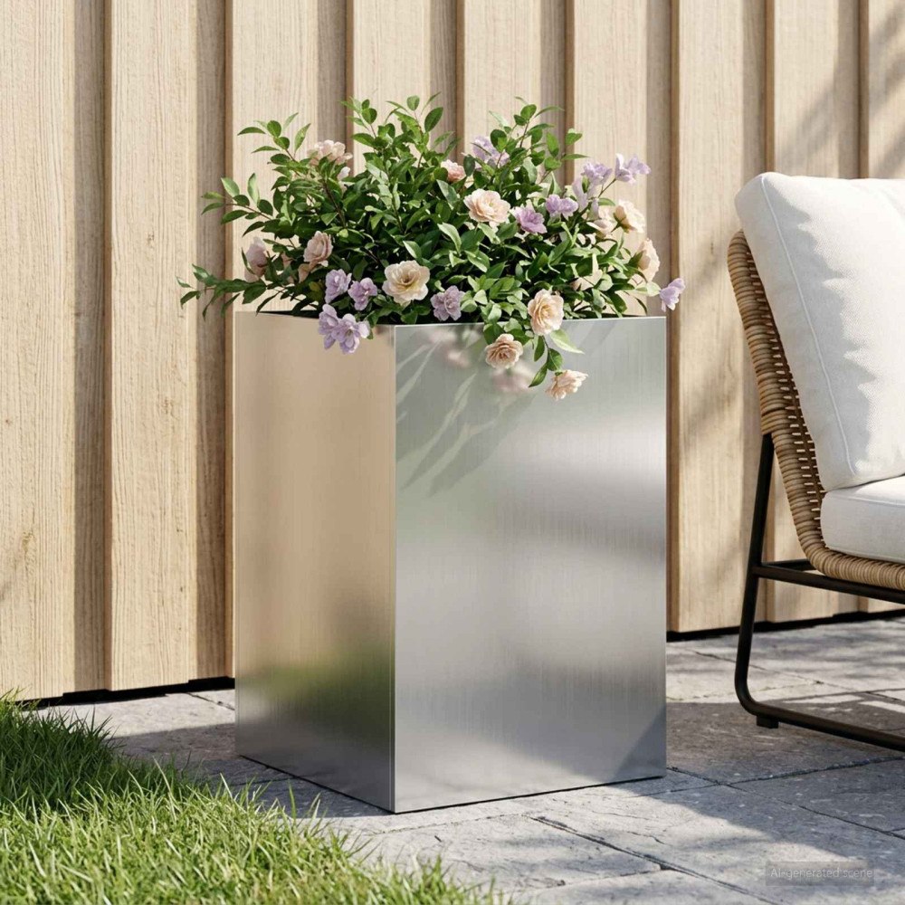 vidaXL Trädgårdsplanterare Silver 40 x 40 x 60 cm Galvaniserat stål