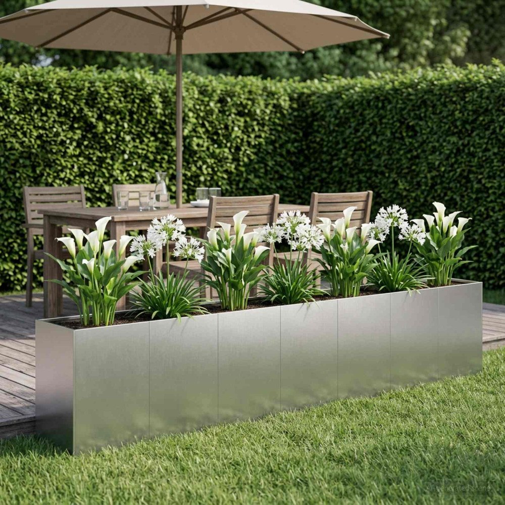 vidaXL Trädgårdsplanterare Silver 280 x 40 x 60 cm Rostfritt stål