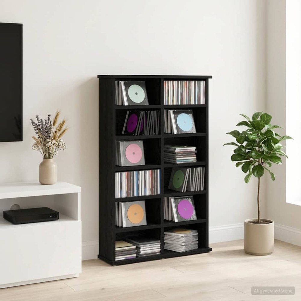 vidaXL CD Skåp Svart ek 60 x 17 x 92 cm Konstruerat trä