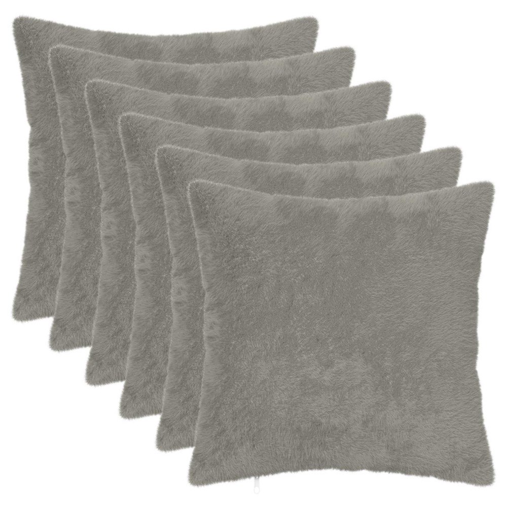 vidaXL Kuddöverdrag 6 st HEERLEN Ljusgrå 30 x 30 cm Faux Kaninpäls
