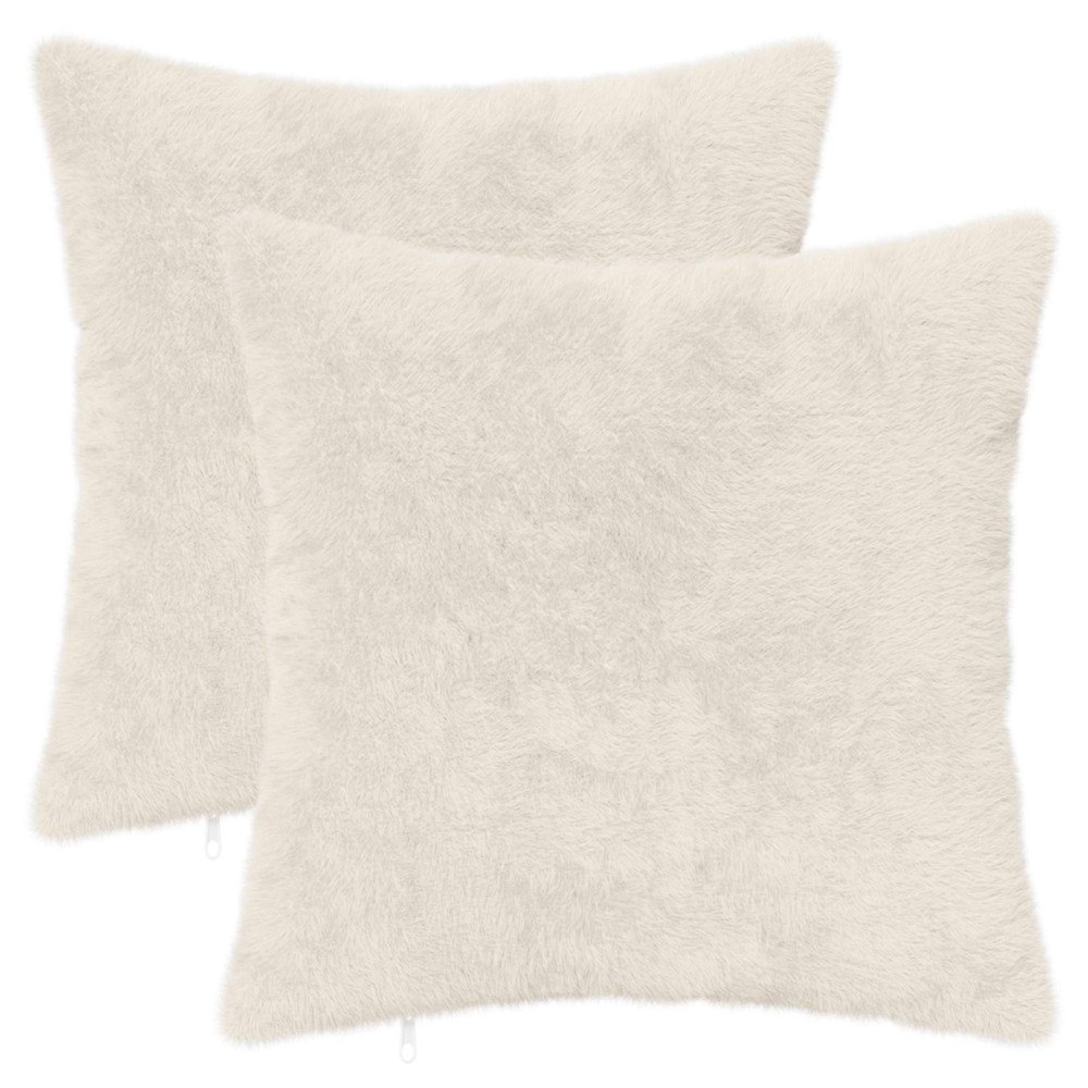 vidaXL Kuddöverdrag 2 st HEERLEN Vit 40 x 40 cm Faux Kaninpäls
