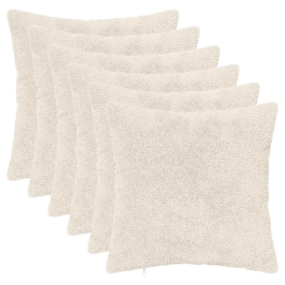 vidaXL Kuddöverdrag 6 st HEERLEN Vit 40 x 40 cm Faux Kaninpäls