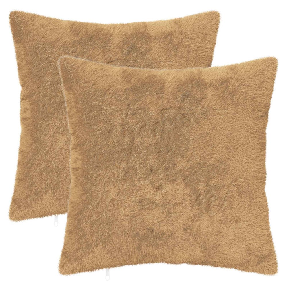 vidaXL Kuddöverdrag 2 st HEERLEN Taupe 40 x 40 cm Faux Kaninpäls