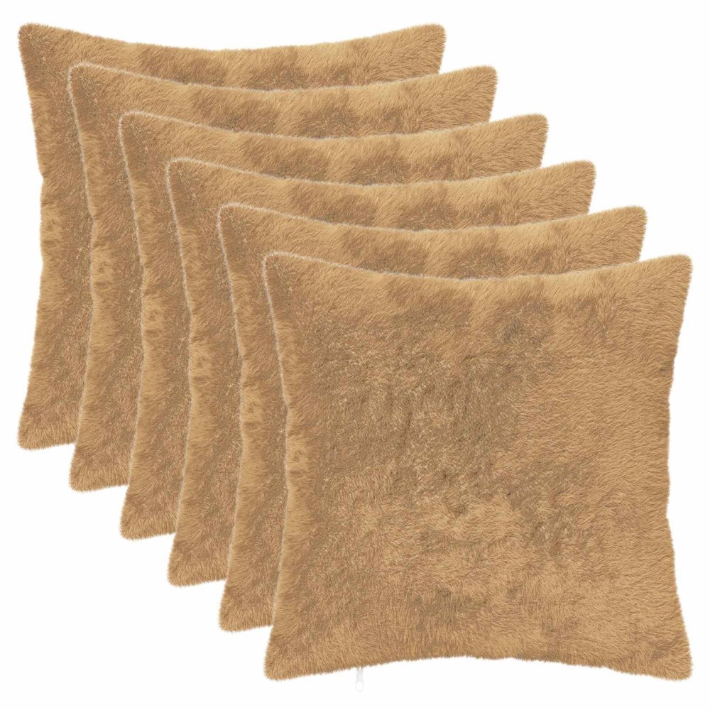 vidaXL Kuddöverdrag 6 st HEERLEN Taupe 40 x 40 cm Faux Kaninpäls