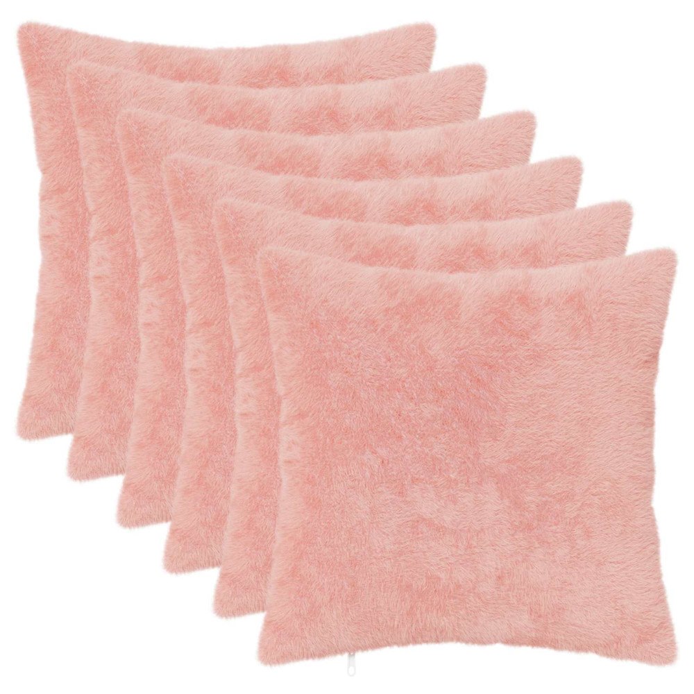 vidaXL Kuddöverdrag 6 st HEERLEN Rosa 40 x 40 cm Faux Kaninpäls