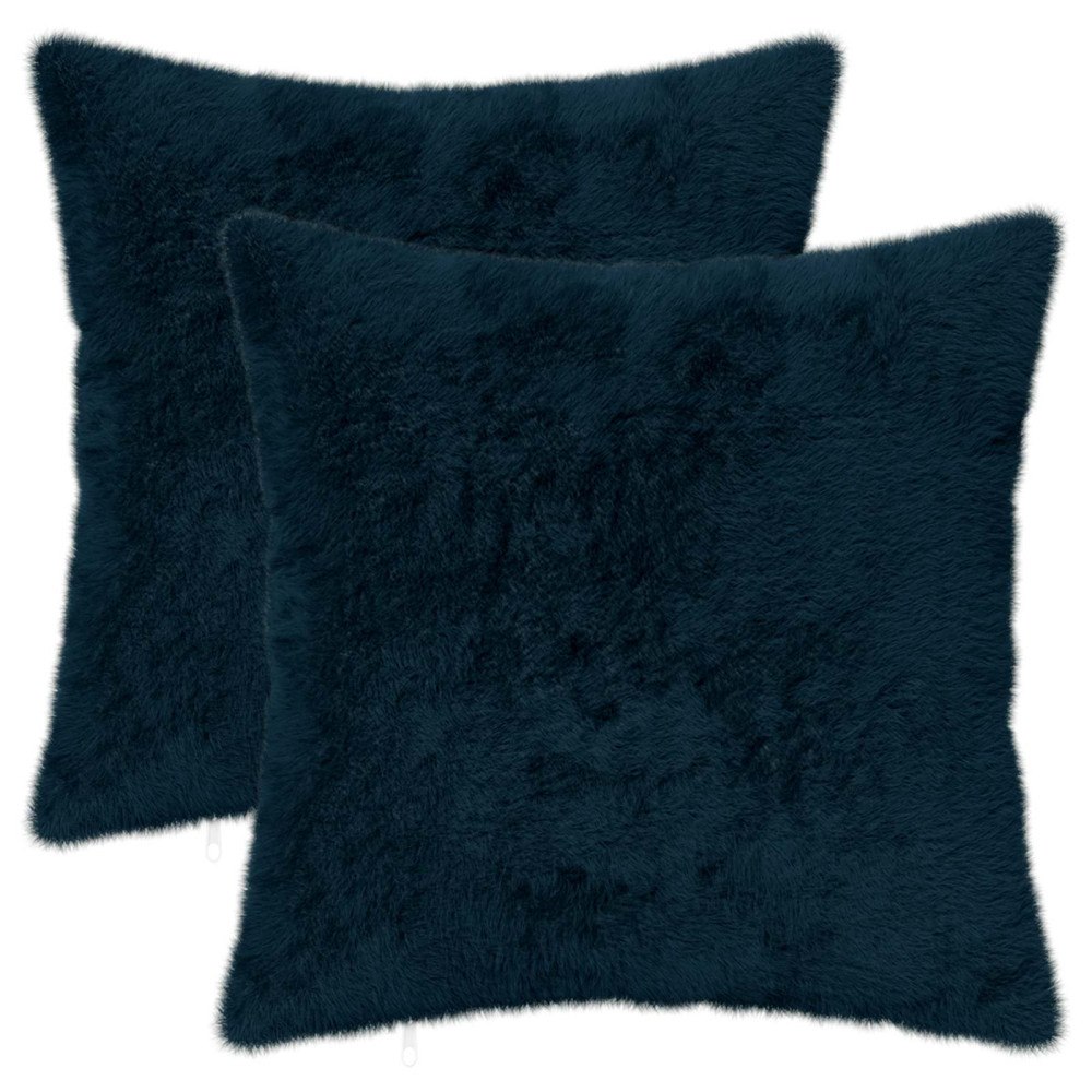 vidaXL Kuddöverdrag 2 st HEERLEN Mörkblå 40 x 40 cm Faux Kaninpäls