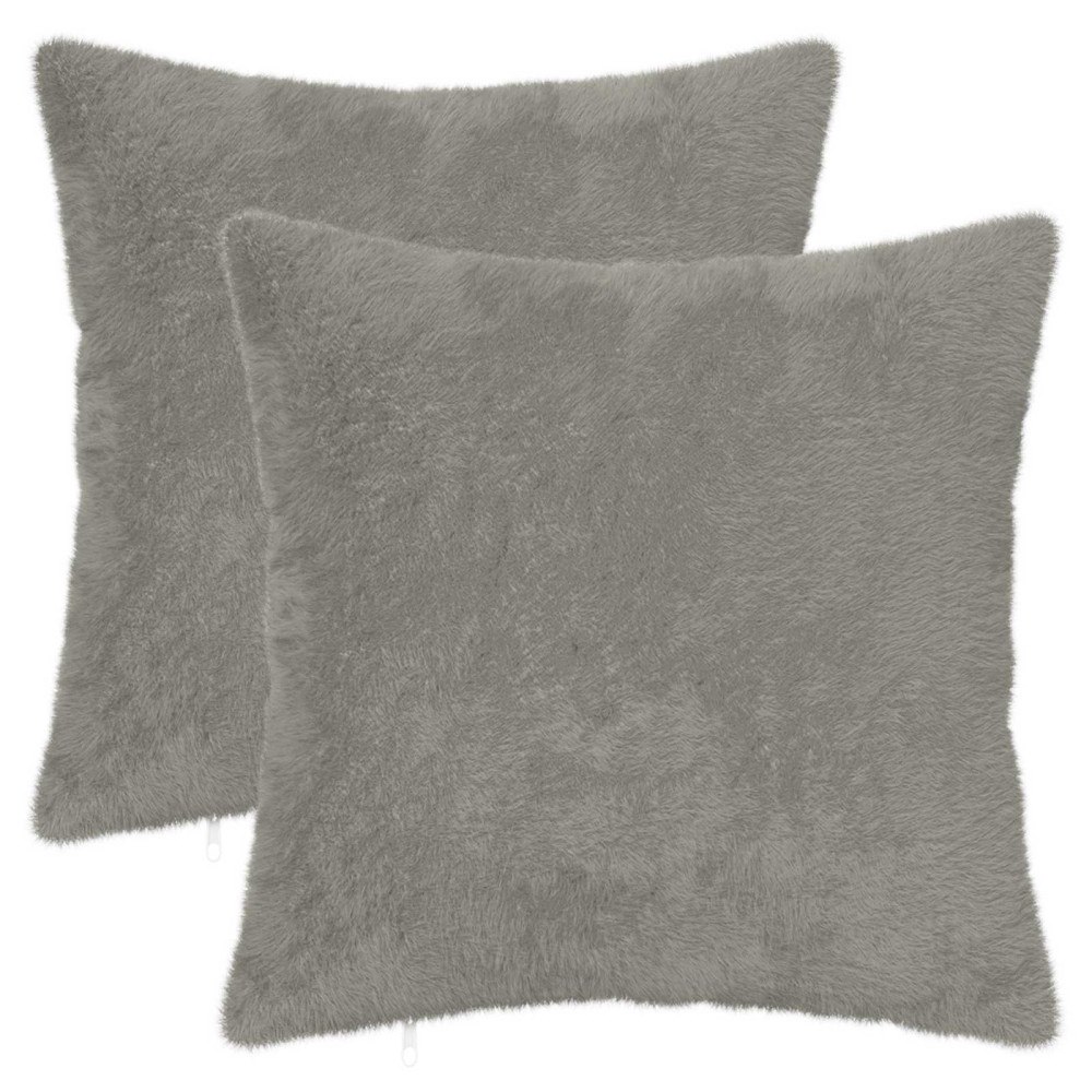 vidaXL Kuddöverdrag 2 st HEERLEN Ljusgrå 40 x 40 cm Faux Kaninpäls