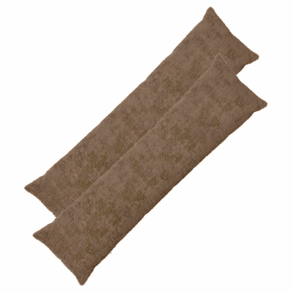 vidaXL Kuddöverdrag 2 st HEERLEN Ljusbrun 40 x 145 cm Faux Kaninpäls