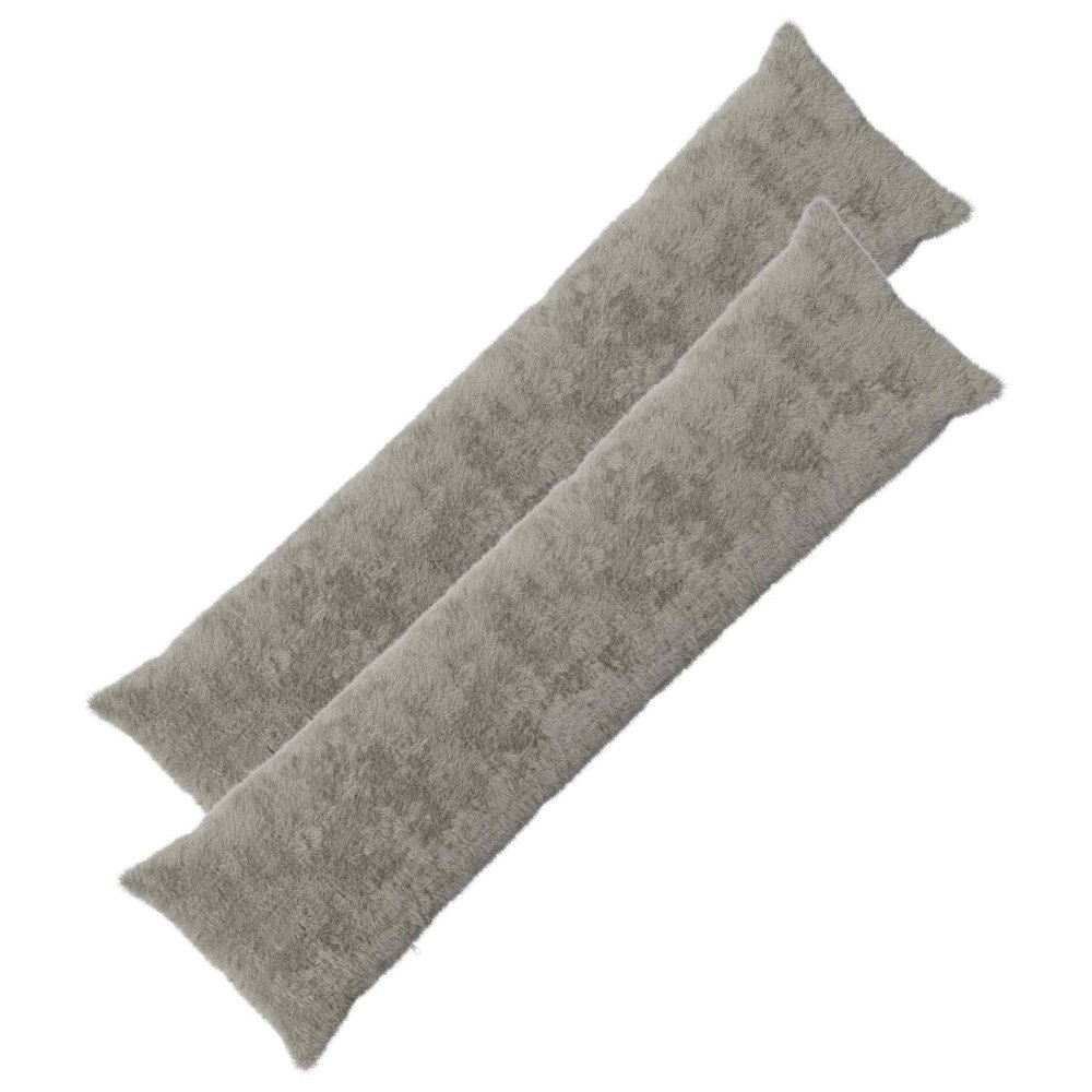 vidaXL Kuddöverdrag 2 st HEERLEN Ljusgrå 40 x 145 cm Faux Kaninpäls