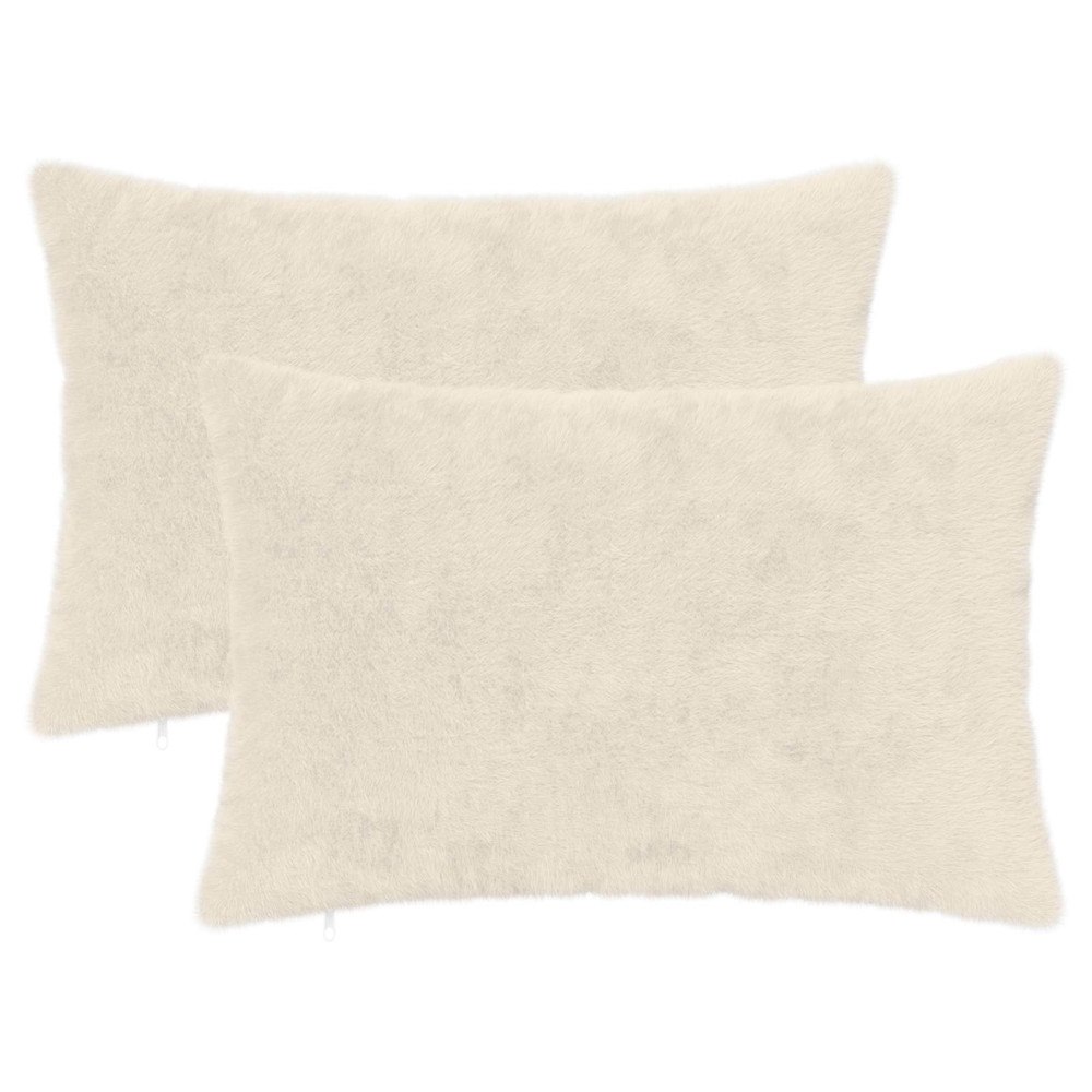 vidaXL Kuddöverdrag 2 st HEERLEN Vit 40 x 60 cm Faux Kaninpäls