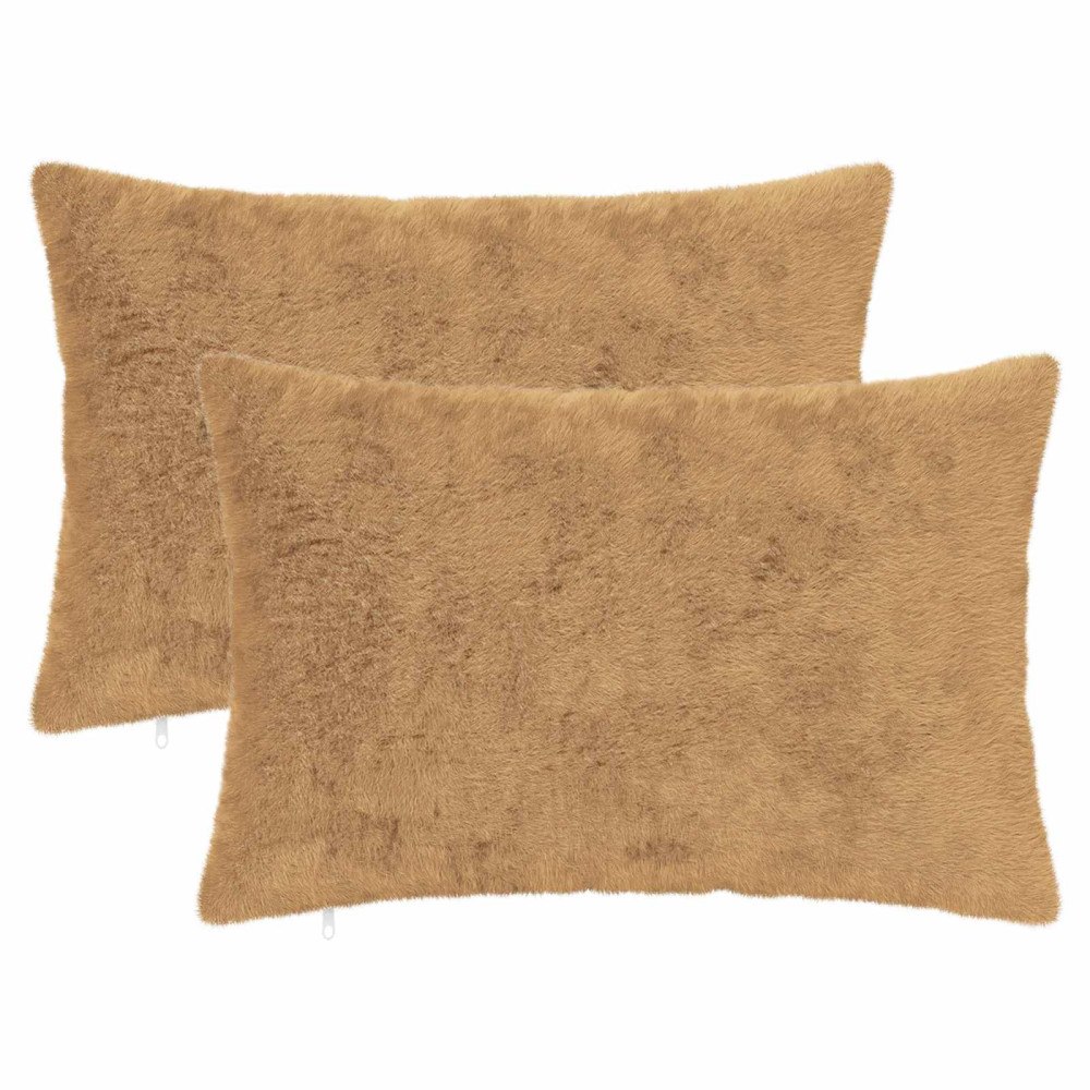 vidaXL Kuddöverdrag 2 st HEERLEN Taupe 40 x 60 cm Faux Kaninpäls