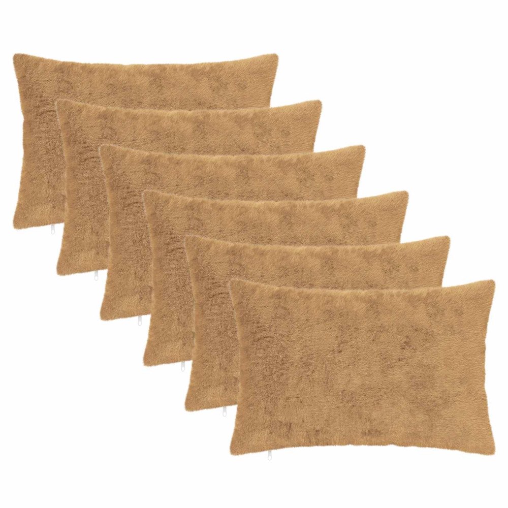 vidaXL Kuddöverdrag 6 st HEERLEN Taupe 40 x 60 cm Faux Kaninpäls