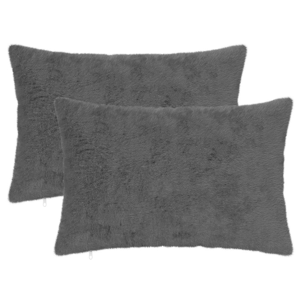 vidaXL Kuddöverdrag 2 st HEERLEN Mörkgrå 40 x 60 cm Faux Kaninpäls
