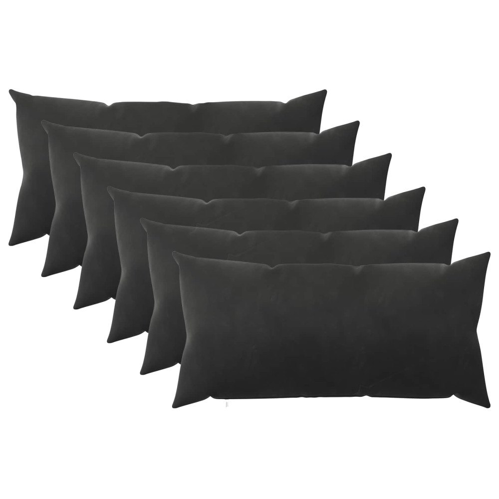 vidaXL Kuddöverdrag 6 st HEERLEN Svart 40 x 70 cm Sammet