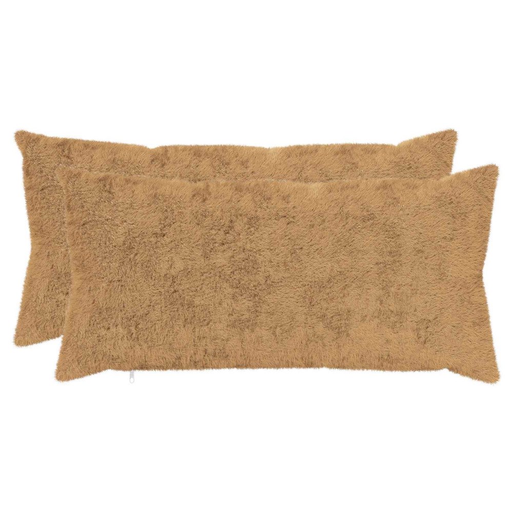 vidaXL Kuddöverdrag 2 st HEERLEN Taupe 40 x 70 cm Faux Kaninpäls