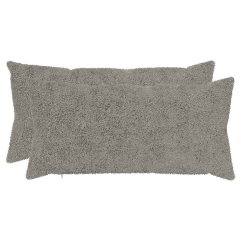 vidaXL Kuddöverdrag 2 st HEERLEN Ljusgrå 40 x 70 cm Faux Kaninpäls