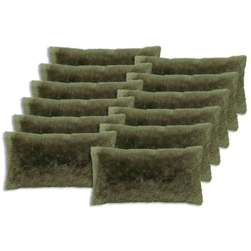 vidaXL Kuddöverdrag 12 st HEERLEN Grön 40 x 80 cm PV Fleece