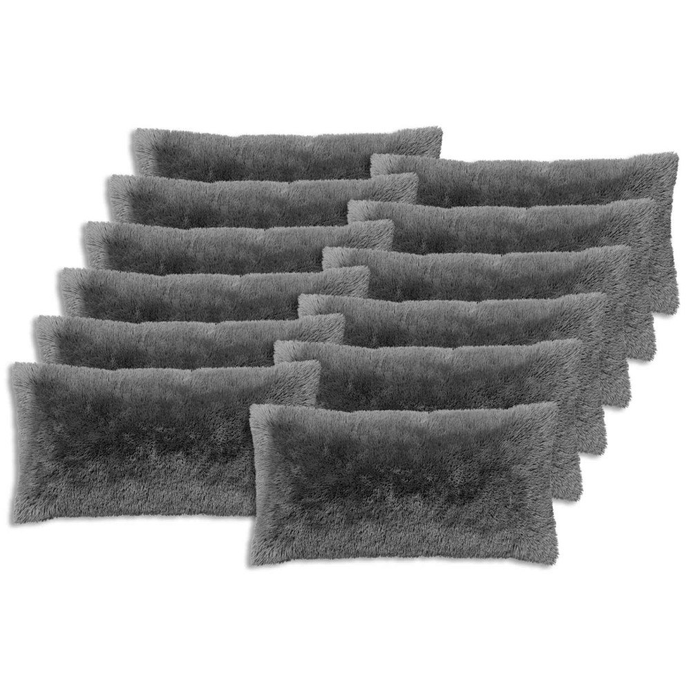 vidaXL Kuddöverdrag 12 st HEERLEN Ljusgrå 40 x 80 cm PV Fleece