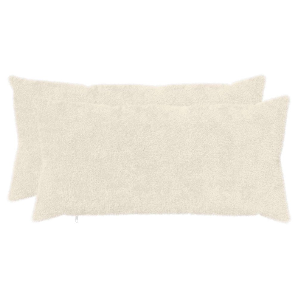 vidaXL Kuddöverdrag 2 st HEERLEN Vit 40 x 80 cm Faux Kaninpäls