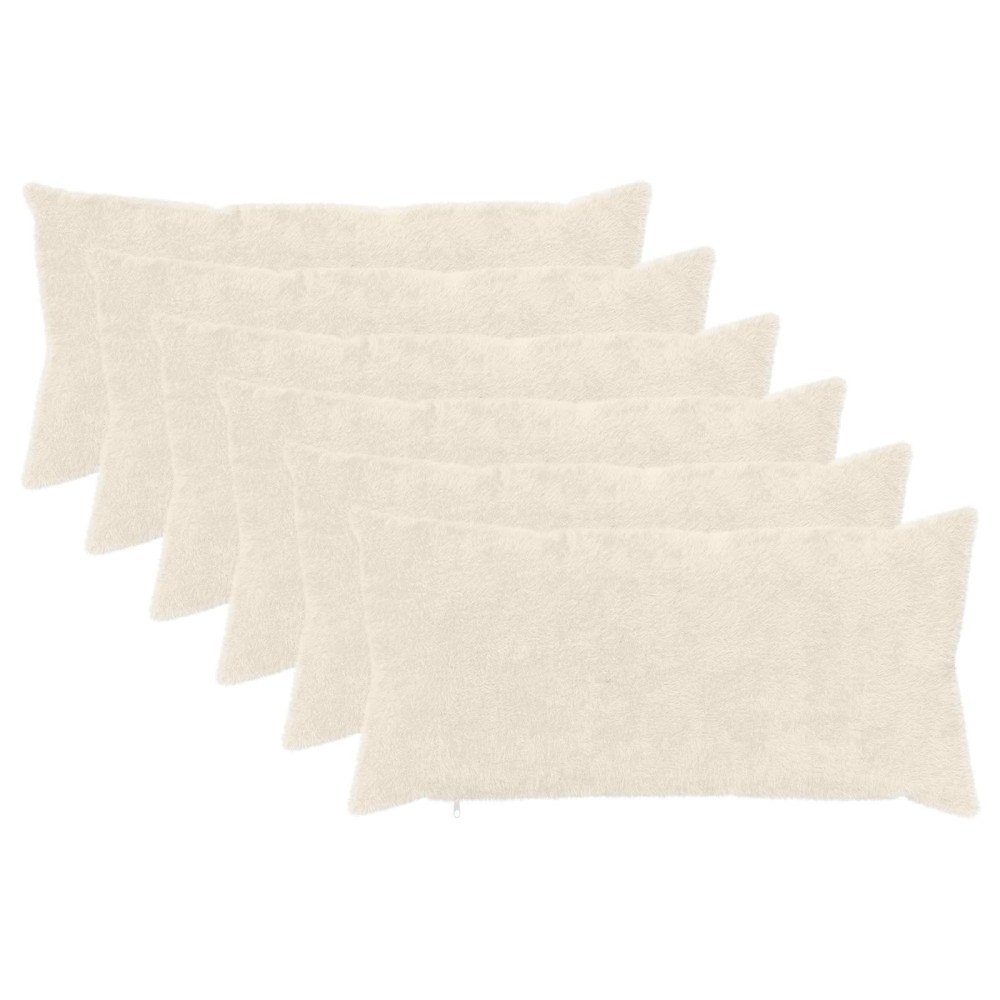 vidaXL Kuddöverdrag 6 st HEERLEN Vit 40 x 80 cm Faux Kaninpäls